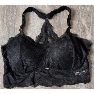 Lace Bralette with Racerback Support - Black